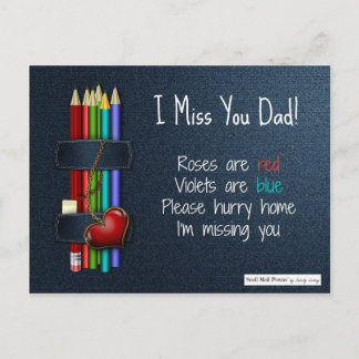 Roses are Red Poems: I Miss You Dad Postcard