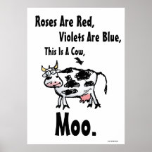 Roses Are Red- This Is A Cow Funny Poster
