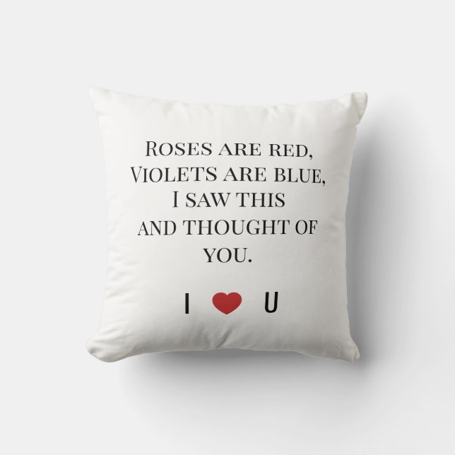 Roses Are Red Valentine's - I ♥ U Funny Romantic   Cushion (Front)