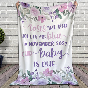 Roses Are Red, Violets Are Blue Baby Announcement Fleece Blanket