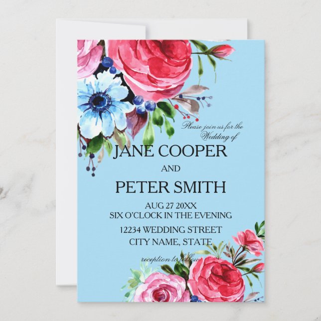 Roses arrangement Wedding Invitation (Front)