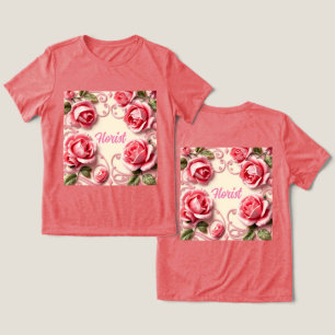 Roses Art Nouveau Florist Red Triblend T-Shirt Tri-Blend Shirt