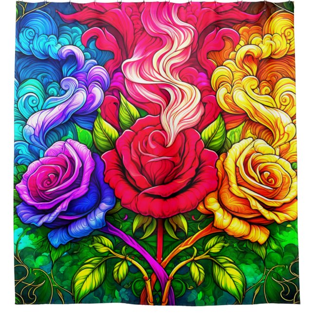 Roses Artwork Shower Curtain (Front)