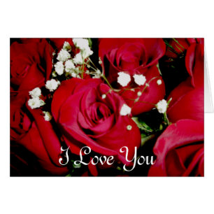 Roses & Baby Breath I Love You Card