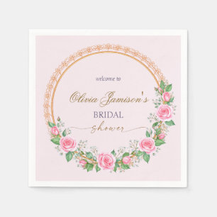 Roses & Baby’s Breath Bridal Wreath Welcome Napkin