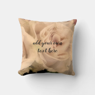 roses barely there pale pink add your own text cushion