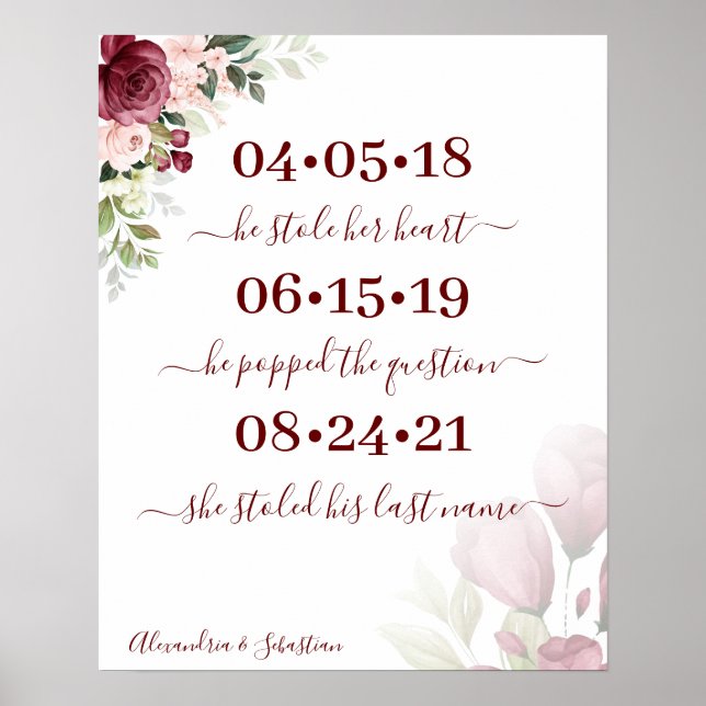 Roses Best Day Wedding Date Yes Day Sign (Front)
