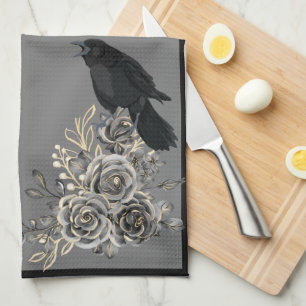 Roses Birds Crows Sunflowers Ravens Kitchen Towel