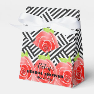 Roses Black White Stripes Derby Tent Favour Box