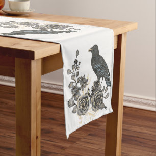 Roses Blackbirds Raven or Crow Table Runner