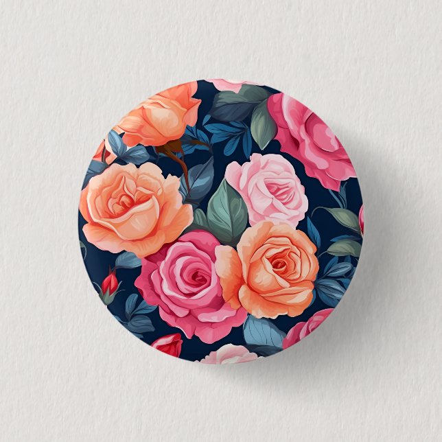 Roses Blooming Flowers Pattern-80037  3 Cm Round Badge (Front)
