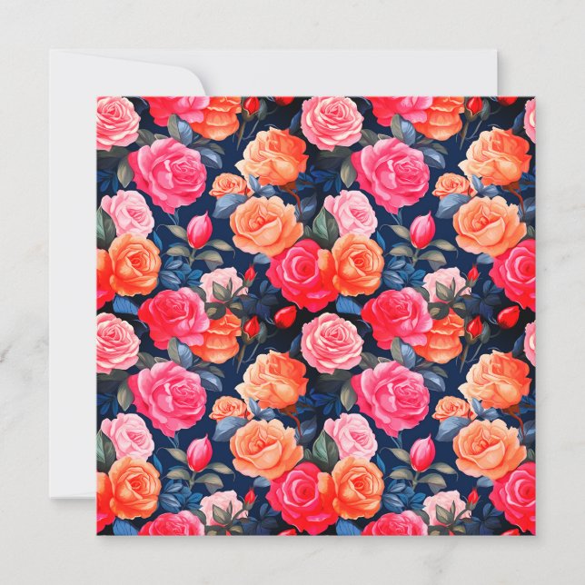 Roses Blooming Flowers Pattern-80037  Invitation (Front)