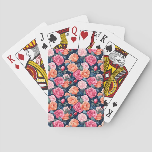 Roses Blooming Flowers Pattern-80037 Playing Cards (Back)