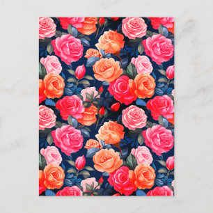 Roses Blooming Flowers Pattern-80037 Postcard