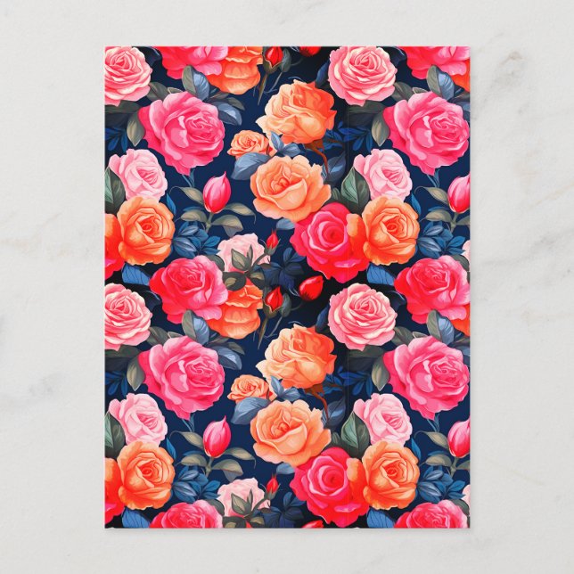 Roses Blooming Flowers Pattern-80037  Postcard (Front)