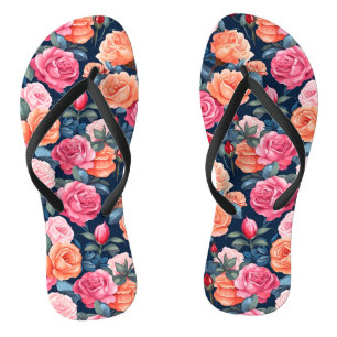 Roses Blooming Flowers Pattern-80037 Thongs