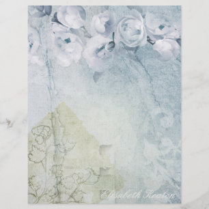 Roses Blue Grunge Custom Letterhead