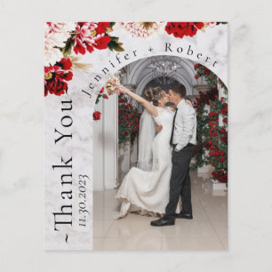 Roses Blush Photo Budget Wedding Thank you card