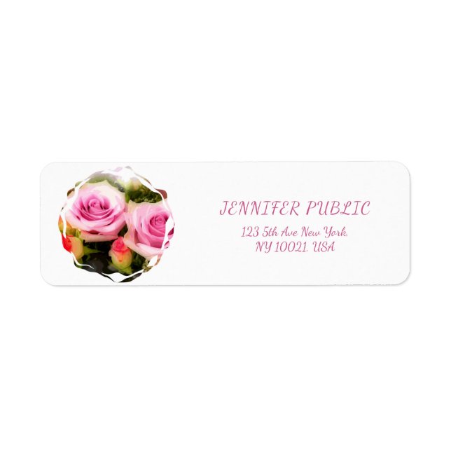 Roses Bouquet Floral Art Flowers Return Address Label (Front)