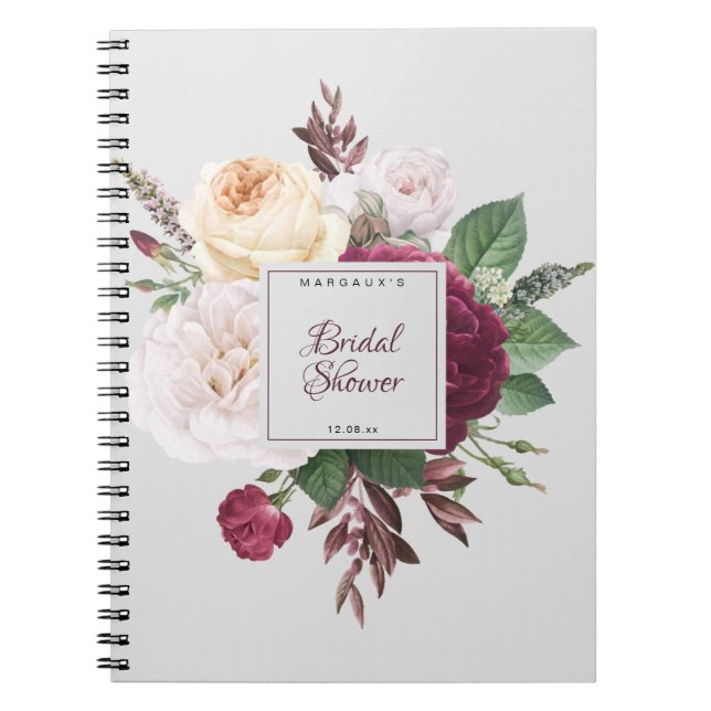 Roses Bridal Shower Guest List Notebook (Front)