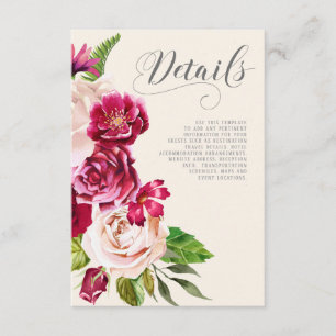 Roses Burgundy/Cream Wedding Details ID584 Enclosure Card