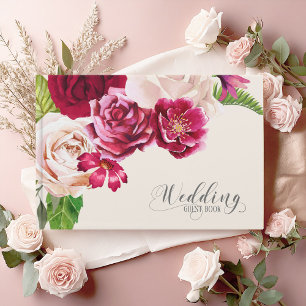 Roses Burgundy/Cream Wedding ID584 Guest Book