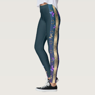 Roses & Butterflies Blue Leggings