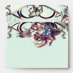 Roses & Butterflies Bronze Quinceañera Party Envelopes