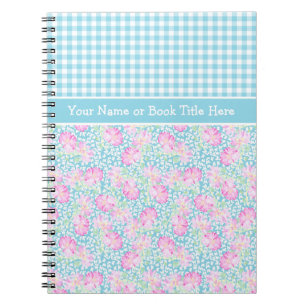 Roses, Butterflies, Gingham Custom Spiral Notebook