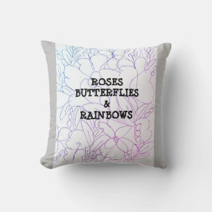 Roses Butterflies & Rainbows Vivid Throw Pillow
