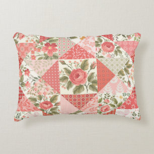Roses Butterflies Seamless Patchwork Decorative Cushion