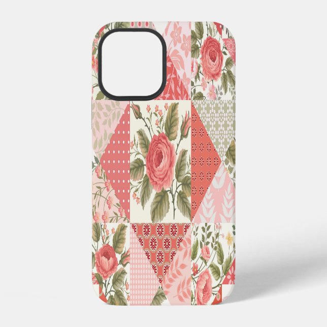 Roses Butterflies Seamless Patchwork iPhone Case (Back)