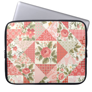 Roses Butterflies Seamless Patchwork Laptop Sleeve