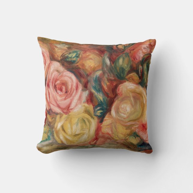 Roses by Renoir Impressionist Painting Cushion (Front)