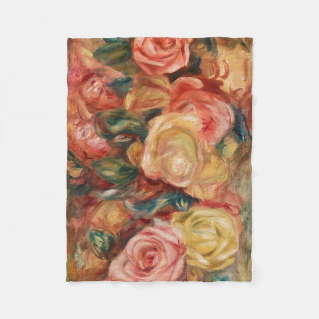 Roses by Renoir Impressionist Painting Fleece Blanket (Front)