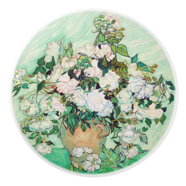 Roses by Vincent van Gogh Ceramic Knob (Front)
