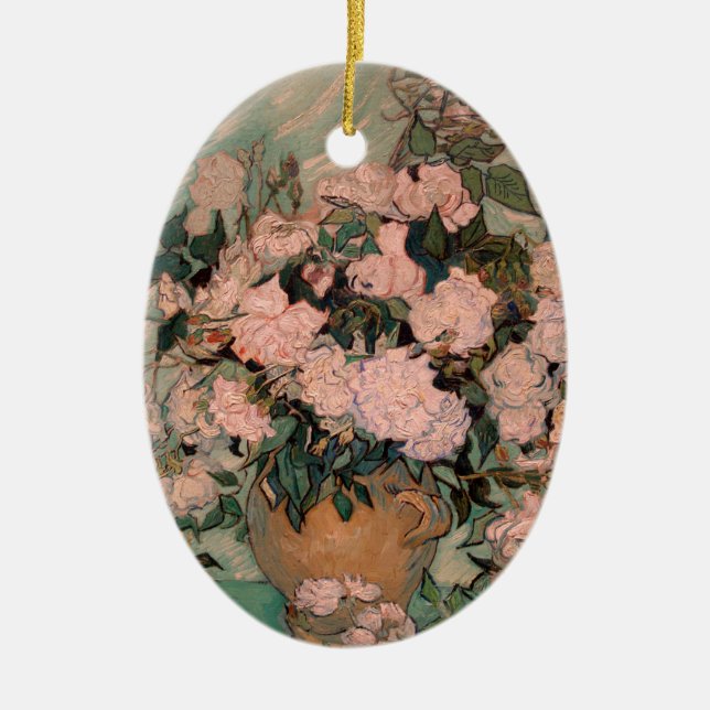 Roses by Vincent van Gogh Ceramic Ornament (Front)