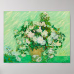 Roses by Vincent van Gogh Poster Print<br><div class="desc">Roses painted by Dutch painter Vincent van Gogh in 1890 is a classic masterpiece.  Enjoy his unique style of painting with this still life of a vase of white roses painted beautifully in shades of white and green.</div>