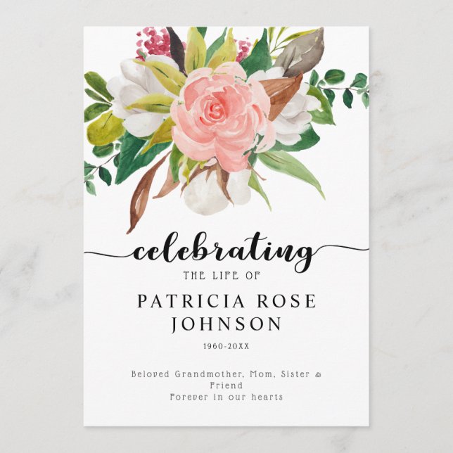 Roses Celebrating the Life of Funeral Program (Front)
