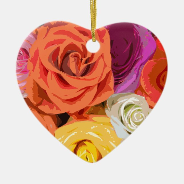 Roses Ceramic Tree Decoration (Front)