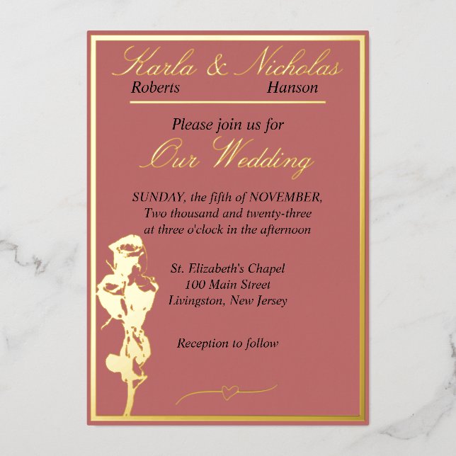 Roses, Cinnamon Rose Wedding, Gold (Front)