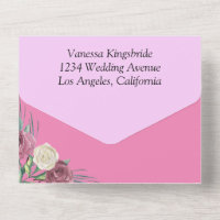 Roses classic car all in one wedding invitation
