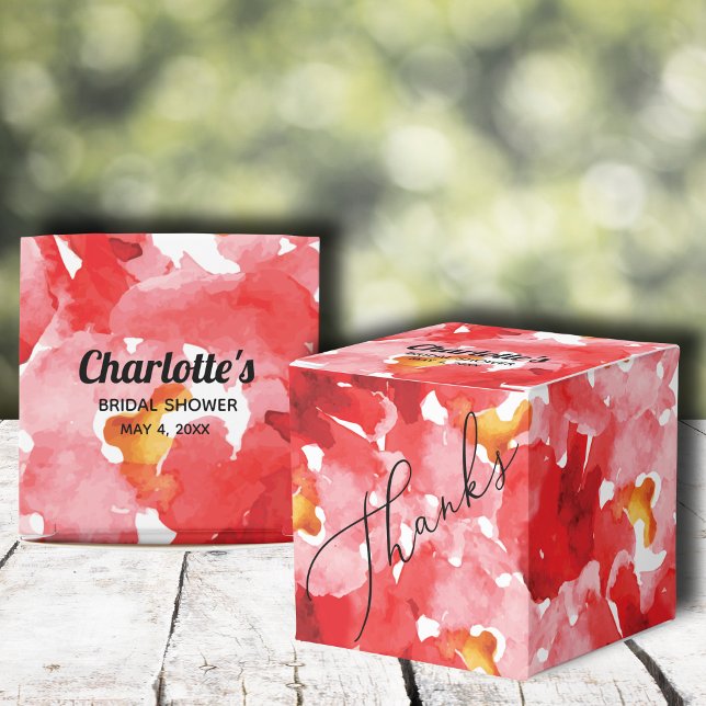 Roses Collage Derby Bridal Shower Square Favour Box (Red roses floral bridal shower 2" square favor boxes)