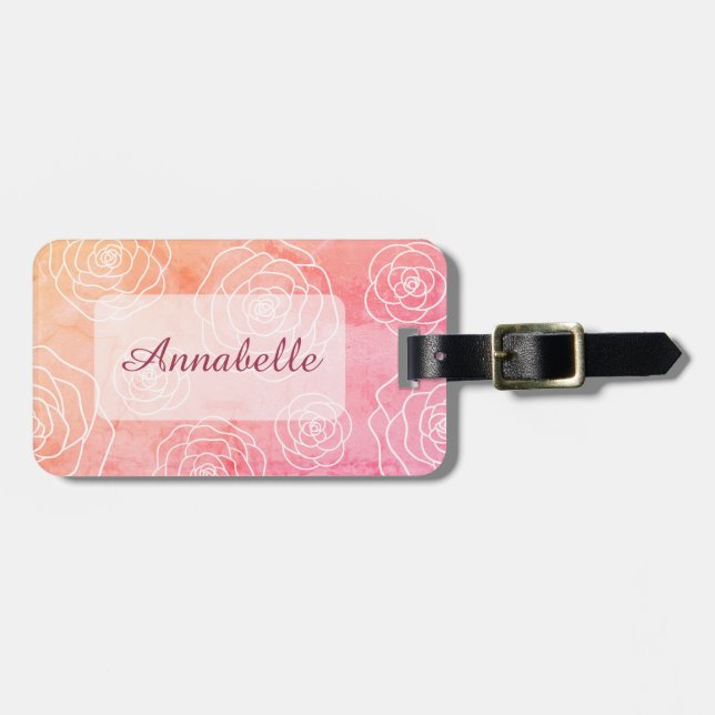 Roses Contour Luggage Tag (Front Horizontal)