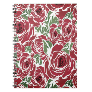 Roses Country red green vintage floral Notebook