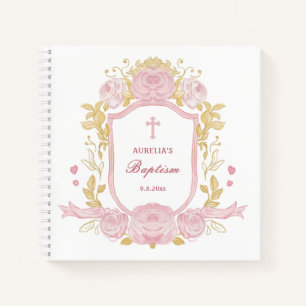 Roses Crest Baptism Guest Book
