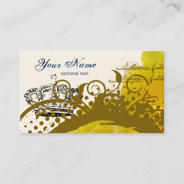 Roses, Crown, Swirls & Butterflies Business Cards (Front)