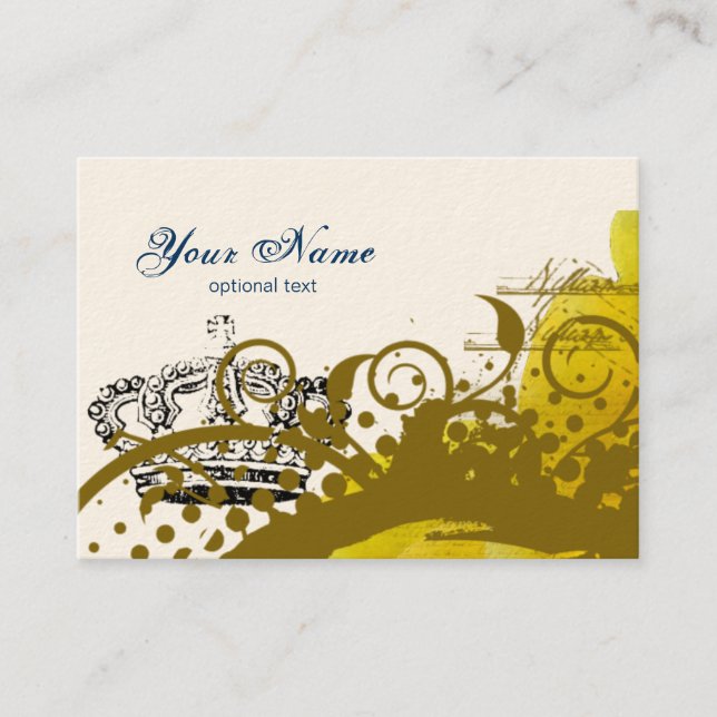 Roses, Crown, Swirls & Butterflies Business Cards (Front)