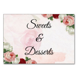 Roses custom Wedding Sweets or Desserts Table Card