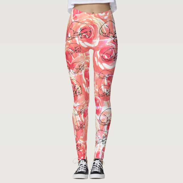 Roses, Dachshund Dog All-Over-Print Leggings (Front)